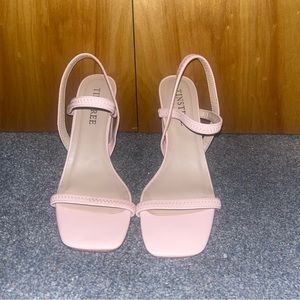 Tinstree Nude Pink Block Heels Dressy Sandals- 3.5 Inch Heel. Size 8. EUC